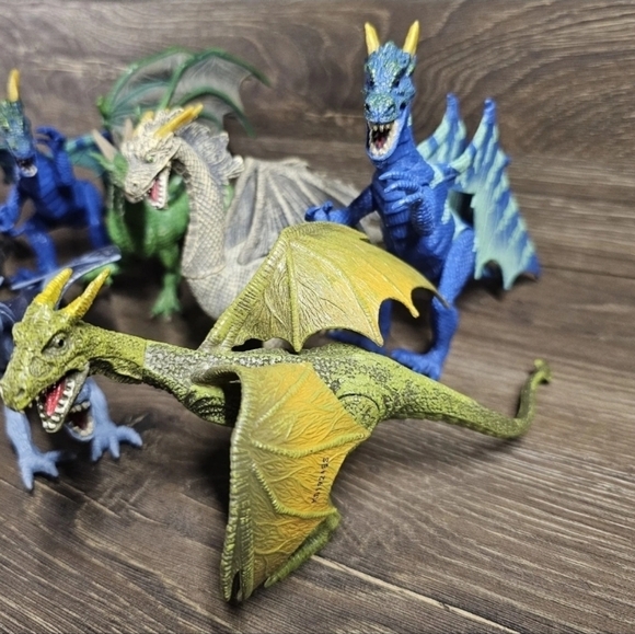 Lot Of 8 Detailed Fantasy Medieval DRAGON Figures PVC Toy - Picture 3 of 4